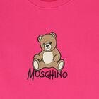 Girls Pink Teddy Bear Logo Swearshirt Dress, 3, hi-res