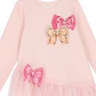 Girls Pink Bow Long Sleeve Top, 1, hi-res
