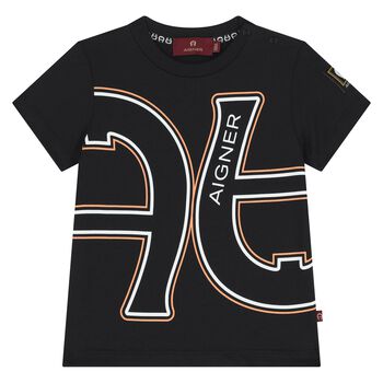 Younger Boys Black Logo T-Shirt