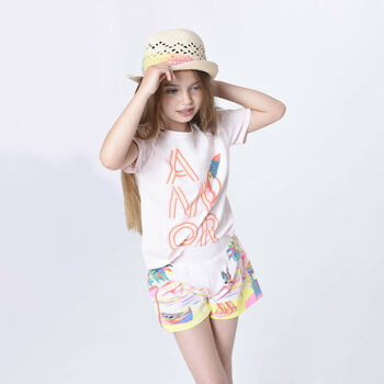 Girls Pink Cotton Shorts 