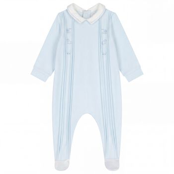 Baby Boys Blue Pintuck Babygrow 