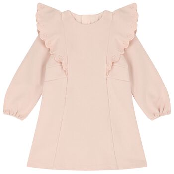 فستان بنات بالشعار باللون الوردي