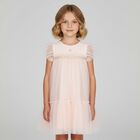 Girls Pink Logo Tulle Dress, 1, hi-res