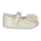 Baby Girls Gold Flower Pre Walker Shoes, 3, hi-res