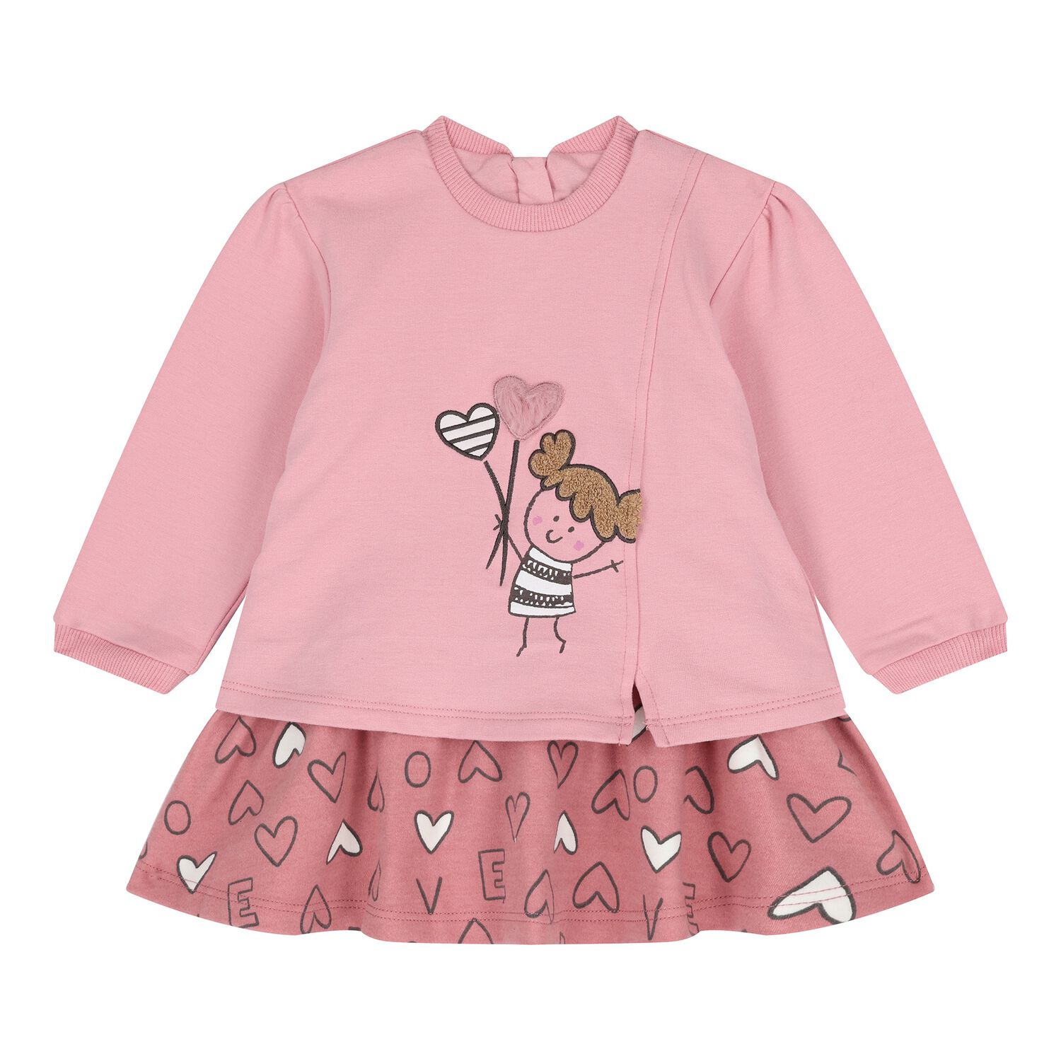 Baby Girls Pink Doodle Dress, 1, hi-res
