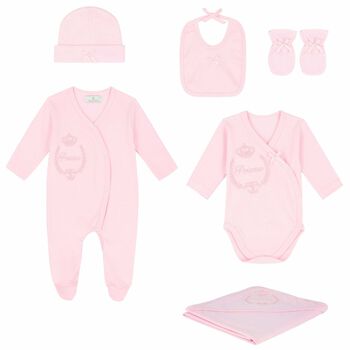 Baby Girls Pink Embroidered Gift Set