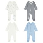 Baby Boys White & Blue Babygrows ( 4 Pack ), 5, hi-res