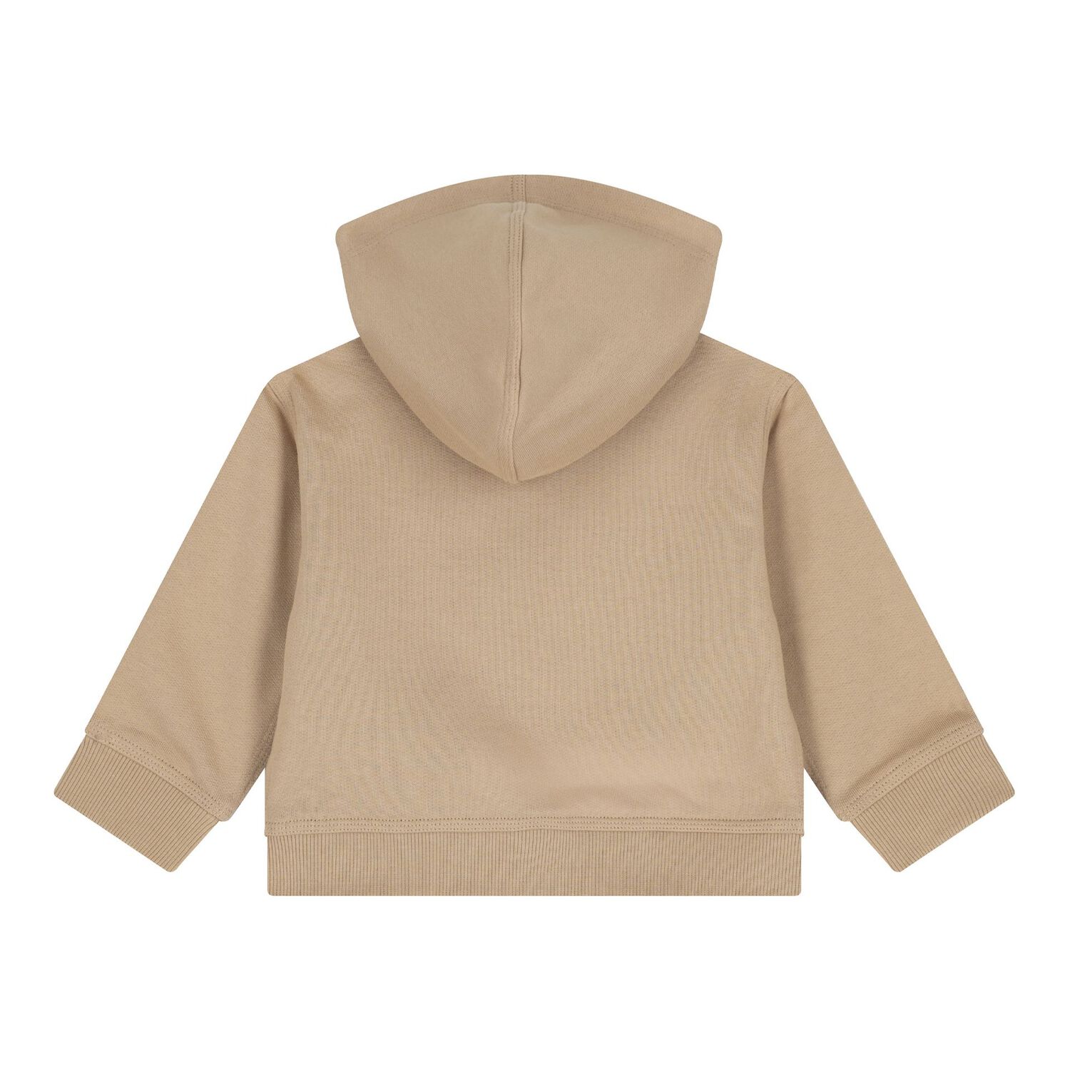 Beige Check Logo Baby Hooded Zip Up Top, 1, hi-res image number null