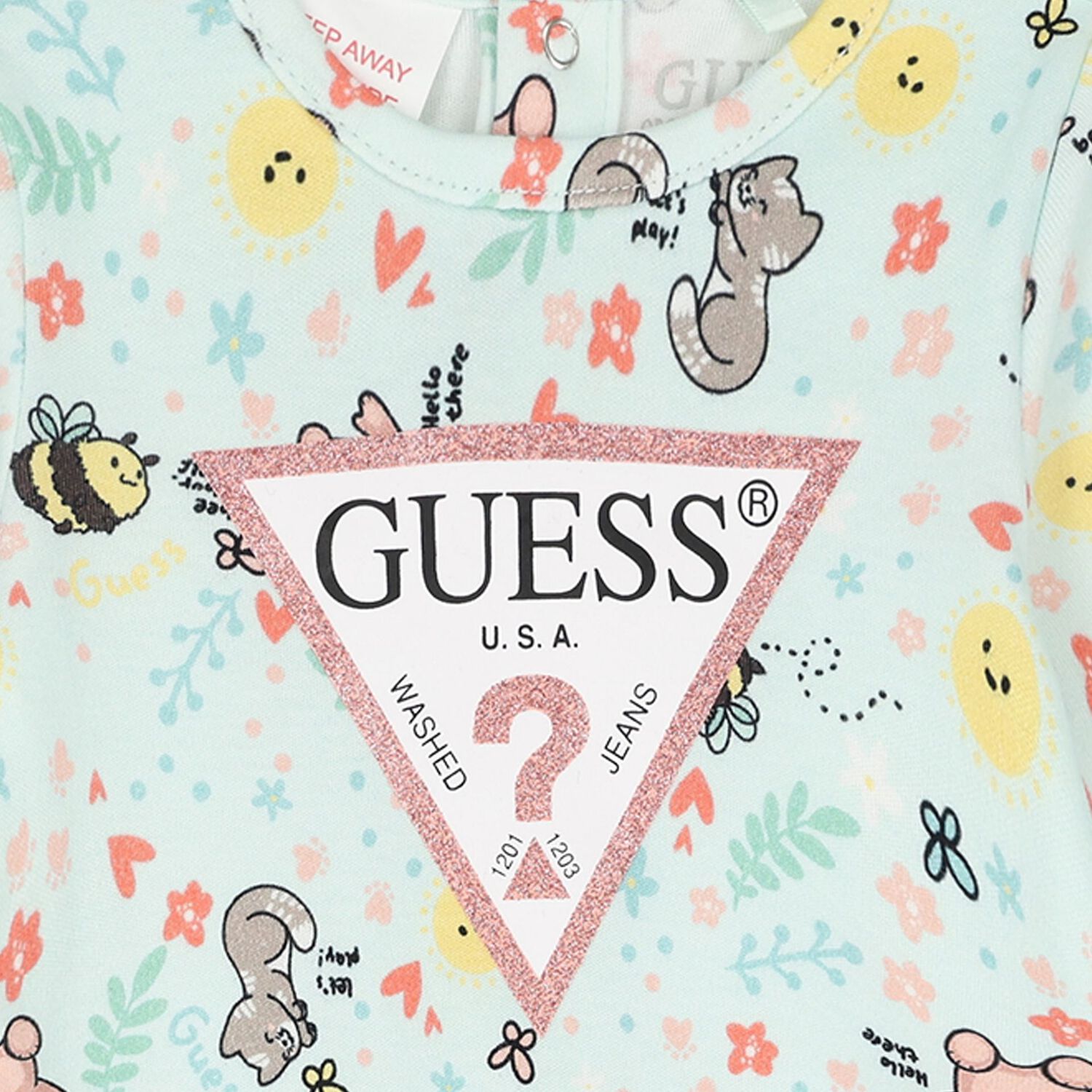 Baby Girls Green Cotton Bear Babygrow, 1, hi-res image number null
