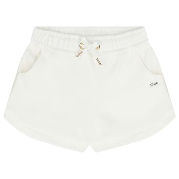 Girls Mini Me Ivory Logo Shorts