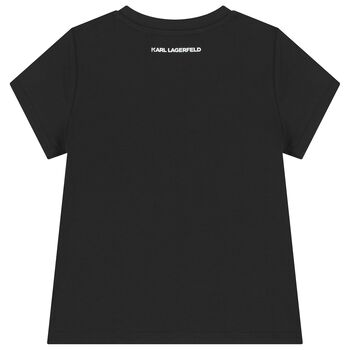 تيشيرت بالشعار مزين بالترتر باللون الأسود للبنات