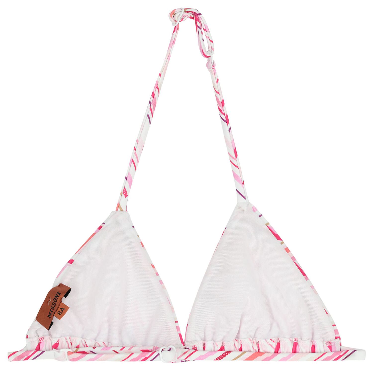 بيكيني باللون الوردي و الابيض متعرج للبنات, 1, hi-res