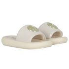Girls Beige Patent Leather Sliders, 1, hi-res