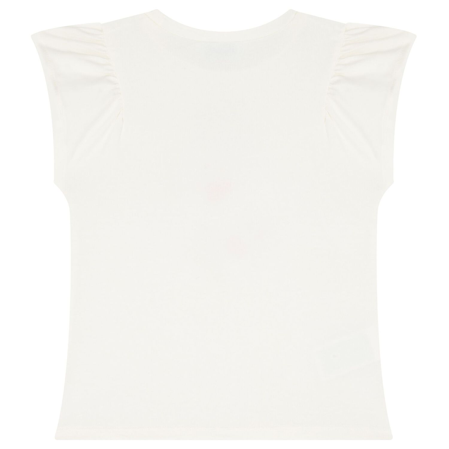 تيشيرت بنات قطن بطبعة الزهور باللون العاجي, 2, hi-res