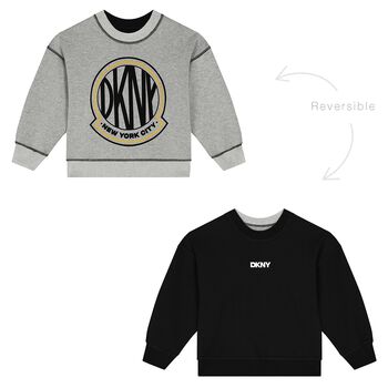 DKNY Grey & Black Logo Reversible Sweatshirt, 1 Grey & Black Logo Reversible Sweatshirt