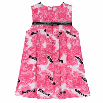 Girls Pink Floral Print Dress