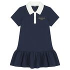 Girls Navy Blue Logo Polo Dress, 1, hi-res