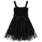 Girls Black Logo Tulle Dress, 2, hi-res