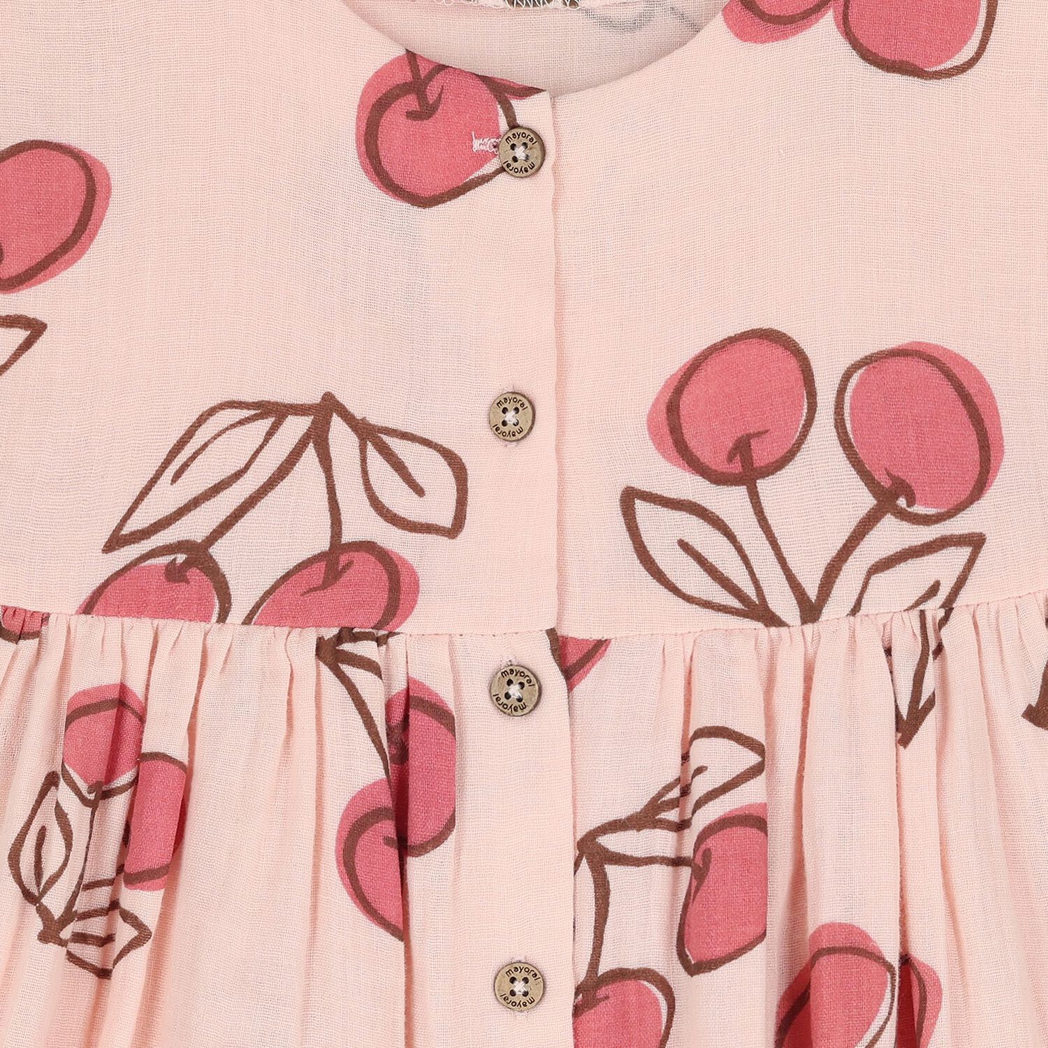 فستان بنات بنقشة كرز باللون الوردي, 1, hi-res