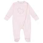 Girls Pink Heart Babygrow, 1, hi-res