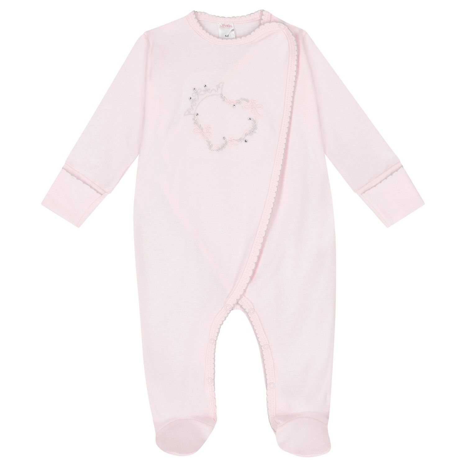 Girls Pink Heart Babygrow, 1, hi-res image number null