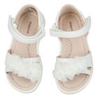 Younger Girls White Flower Sandals, 1, hi-res