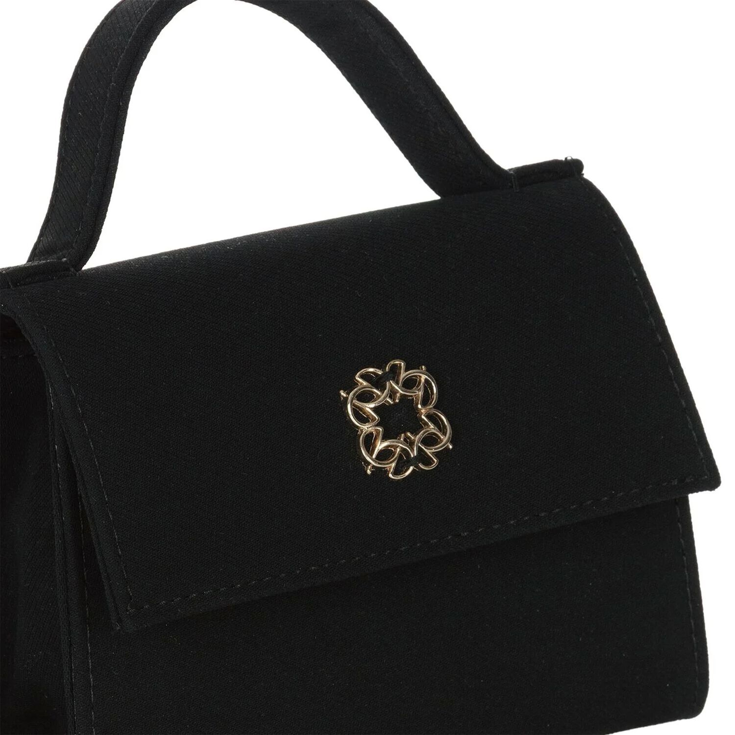 Girls Black Satin Handbag, 2, hi-res