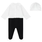 طقم هدايا أفرول بنات بالشعار باللون الأبيض والأسود , 1, hi-res