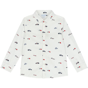 Boys White Race Car Shirt