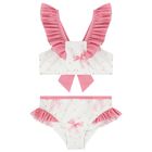 Girls White & Pink Bow Bikini, 1, hi-res