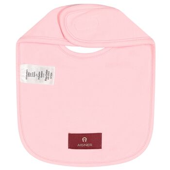 Baby Girls Pink Teddy Bear Logo Baby Bib