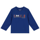 Younger Boys Blue Logo Long Sleeve Top, 3, hi-res