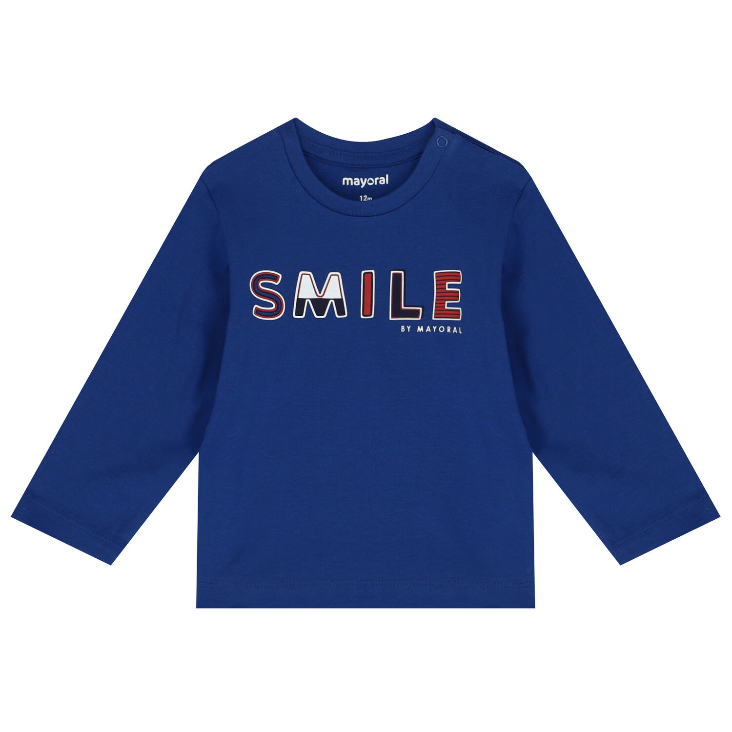 Younger Boys Blue Logo Long Sleeve Top, 3, hi-res