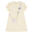 Younger Girls Ivory Bag Logo Dress, 1, hi-res