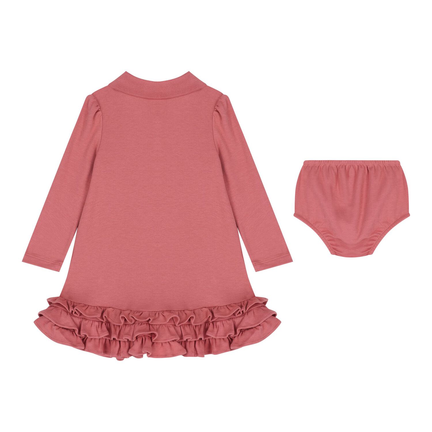 Baby Girls Pink Logo Ruffled Dress Set, 1, hi-res