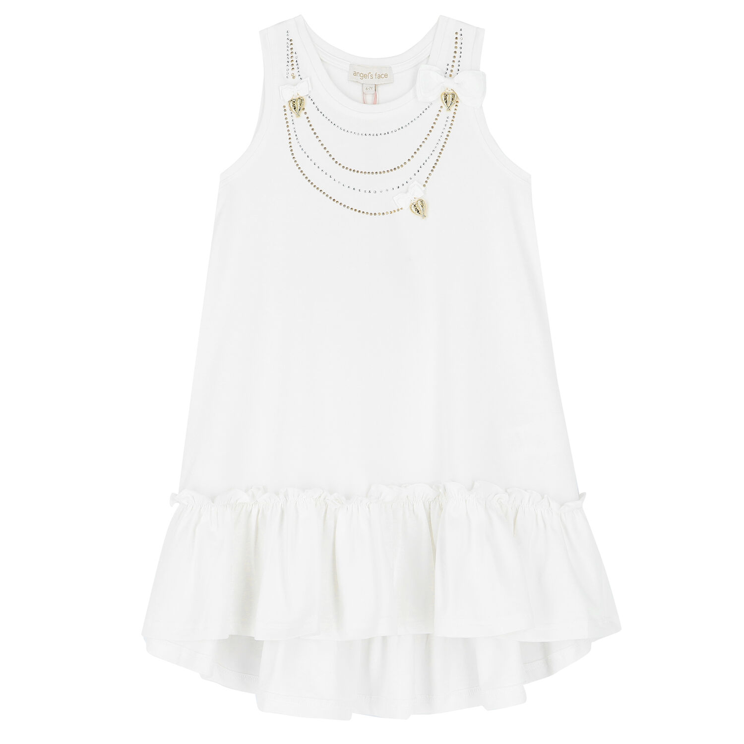 Girls White Necklace Dress, 2, hi-res image number null