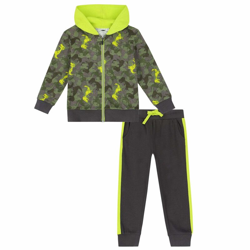 Boys Grey & Neon Green Tracksuit, 1, hi-res image number null