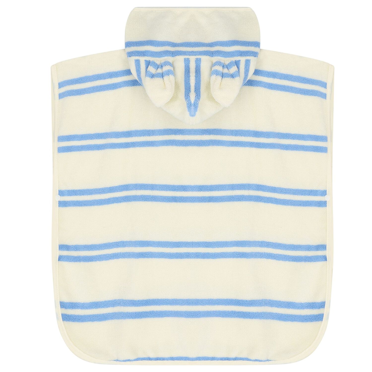 Boys Ivory & Blue Striped Hooded Poncho Towel, 1, hi-res