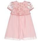 Girls Pink Chiffon Cape Dress , 1, hi-res
