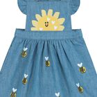 فستان بنات دنيم بطبعة باللون الأزرق, 1, hi-res