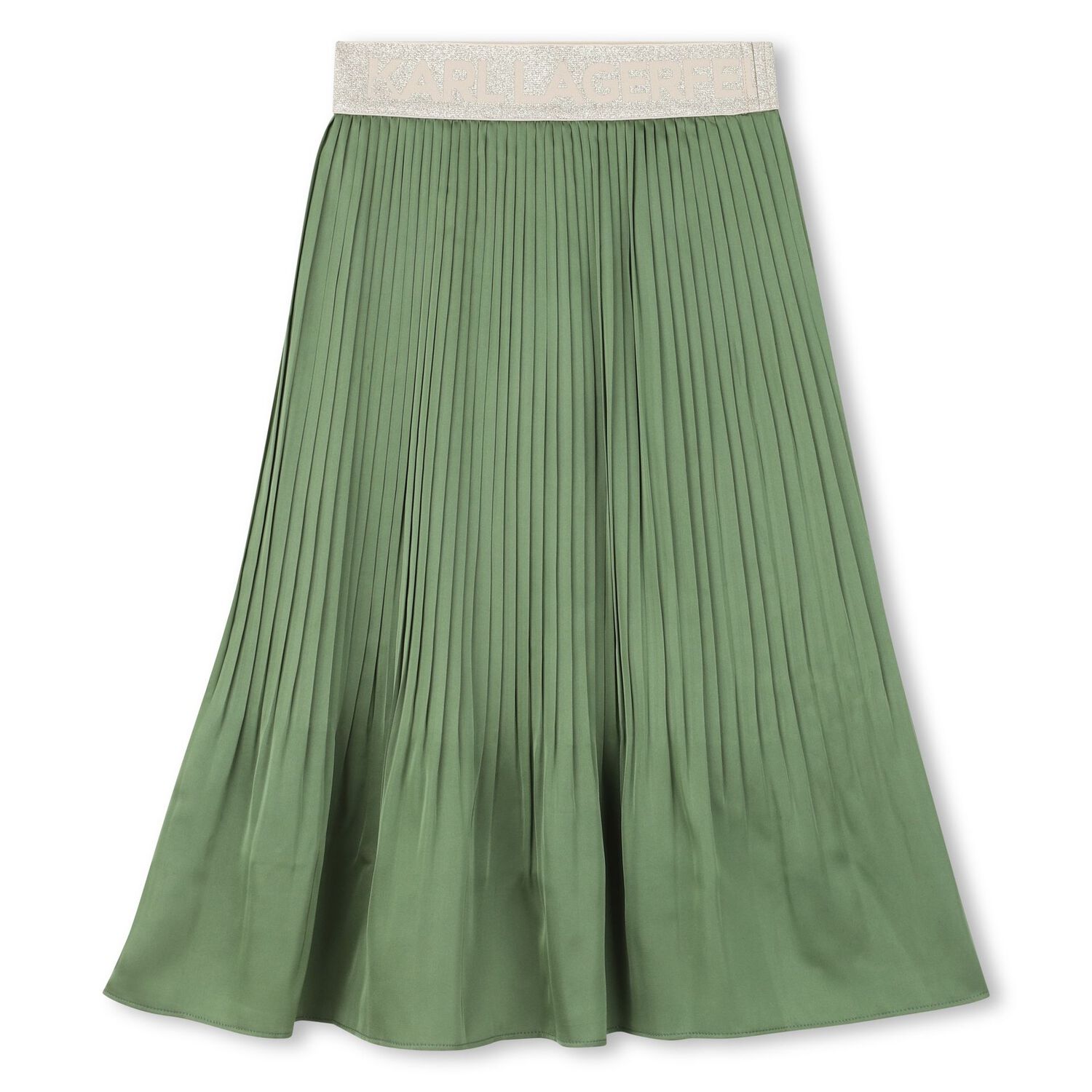 Girls Green Logo Pleated Skirt, 2, hi-res