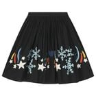 Girls Black Snowflakes Skirt, 1, hi-res
