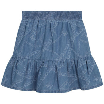 Girls Blue Chambray Logo Skirt