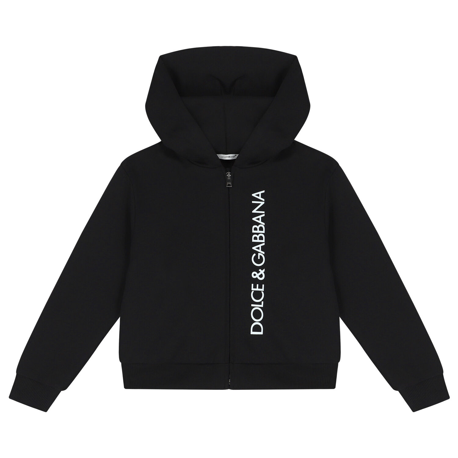 Black Logo Hooded Zip Up Top, 1, hi-res image number null