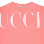 فستان بالشعار باللون الزهرى للبنات, 1, hi-res