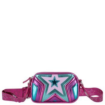 Girls Metallic Pink & Blue Faux Leather Bag