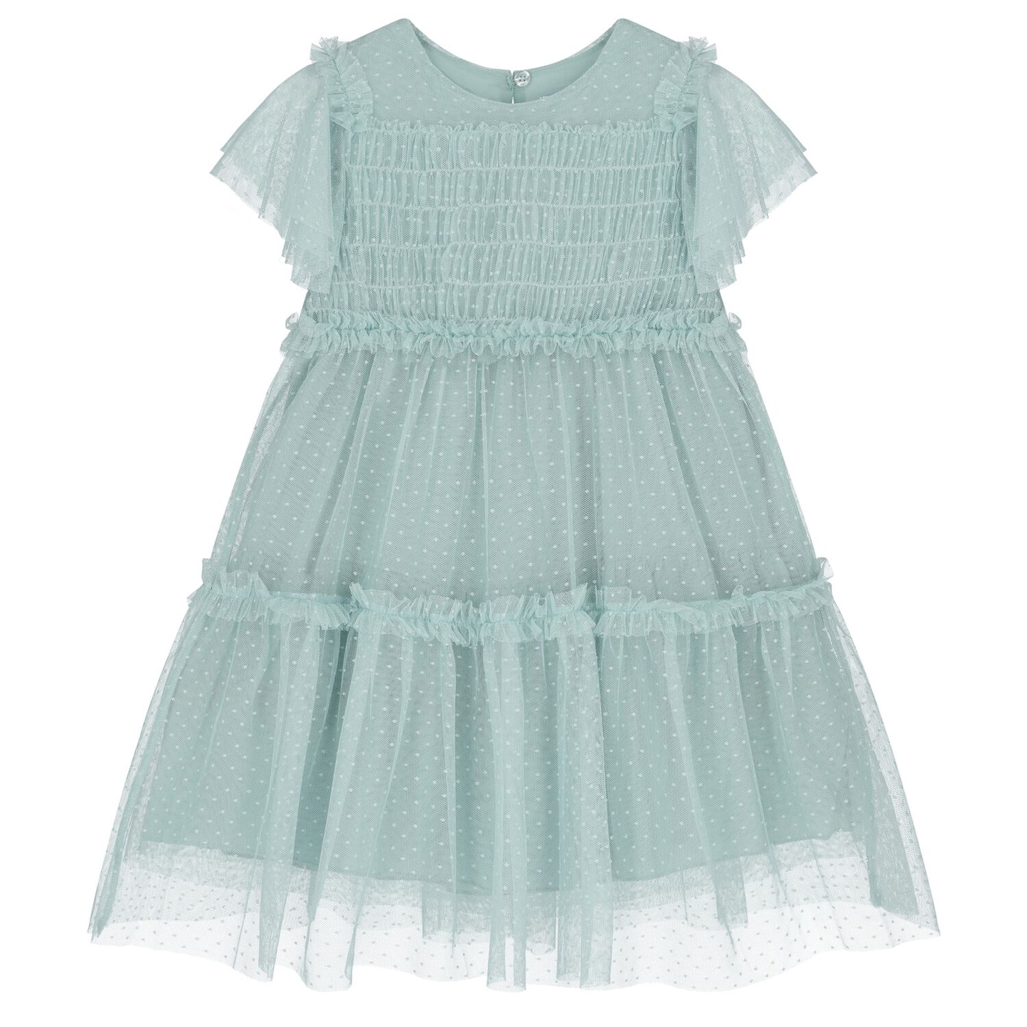 Girls Green Tulle Dress, 1, hi-res