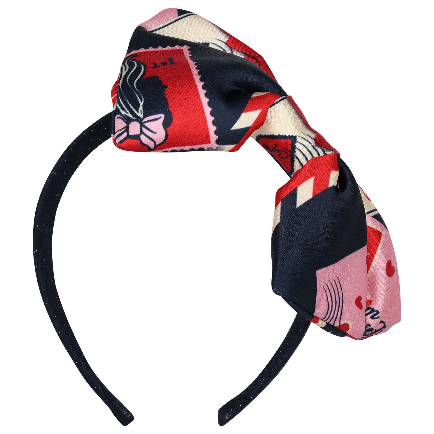 ربطة رأس للبنات بالشعار باللون الكحلي, 1, hi-res