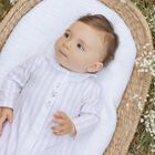 افرول بنات مخطط باللون الأبيض والوردي للأطفال , 1, hi-res