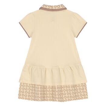 Younger Girls Beige Logo Polo Dress